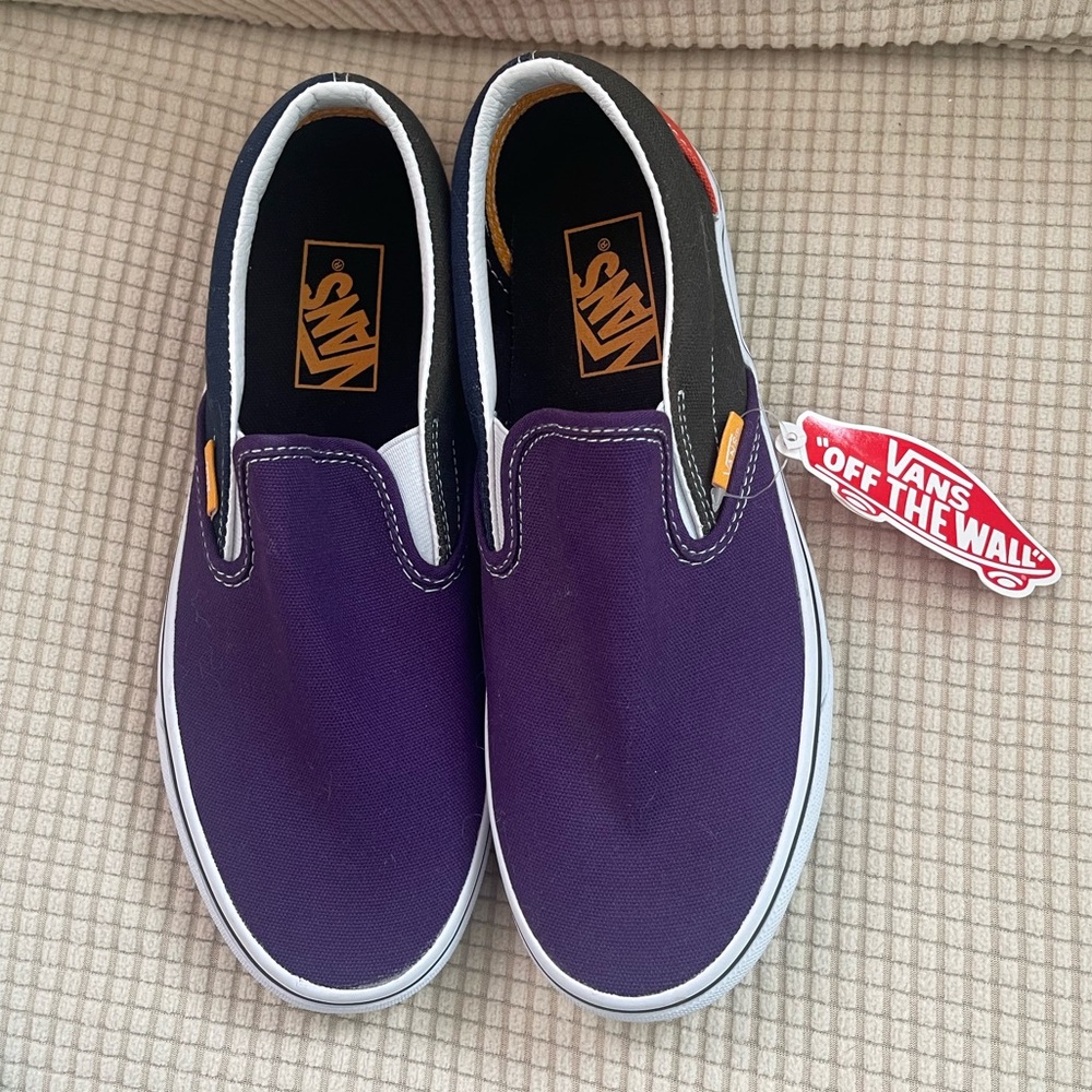 Vans Slip-On Men's Canvas Shoes in Purple, Black and Orange
